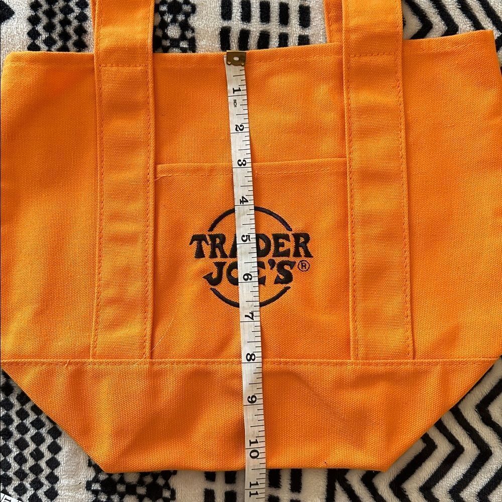 Trader Joes Halloween Mini Tote Canvas Orange - Picture 5 of 8